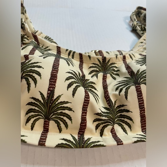 Womens Aguabendita Bikini Top Cream and Olive with Palm Trees - Picture 3 of 6